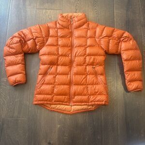 REI Co-Op 650 Down Puffer Jacket Coat Full Zip Outdoor Hiking Womens Small Rust